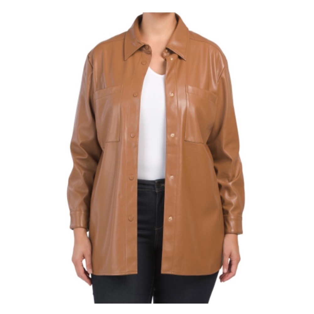 Rachel Zoe Tan Faux Leather Shacket- Women’s Plus Size 2X